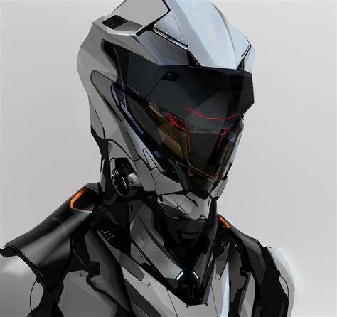 White Robotic Helmet Robotic Suit Future Armor Military Robotic