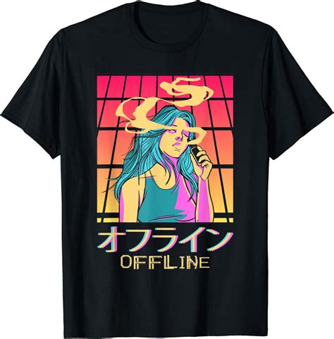 Buy Japanese Aesthetic Vaporwave Offline Smoking Anime Girl T Shirt