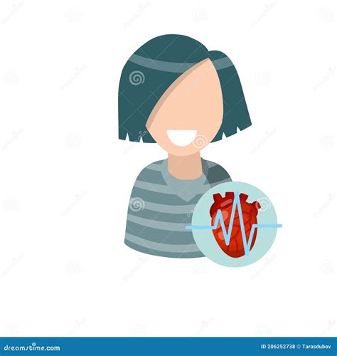 Icon With Heart Health Of Cardio System Happy Patient Character Stock