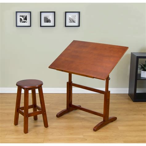 Studio Designs Creative Wood 32 Inch Wide Drafting Table With Stool Set