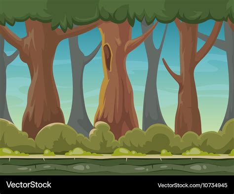 Cartoon Seamless Forest Background Royalty Free Vector Image
