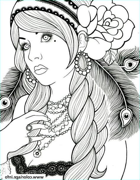 Coloriage Adulte Femme Élégant Photos Coloriage Adulte Belle Femme Cheveux Zen Dessin