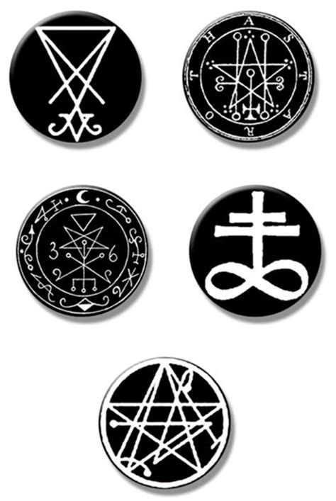 Occult Satanic Symbols Button Pins Size 1pack Of 5