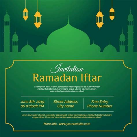 Premium Vector Ramadan Kareem Iftar Invitation Design With Lantern
