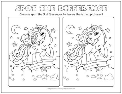 Dancing Unicorn Spot The Difference Picture Puzzle Print It Free