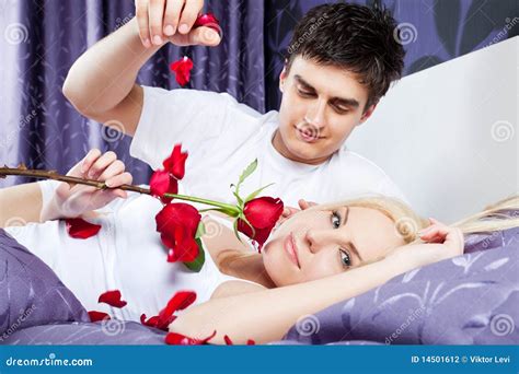 Love Romantic Couple Bed Stock Photo Image Of Comfortable 14501612