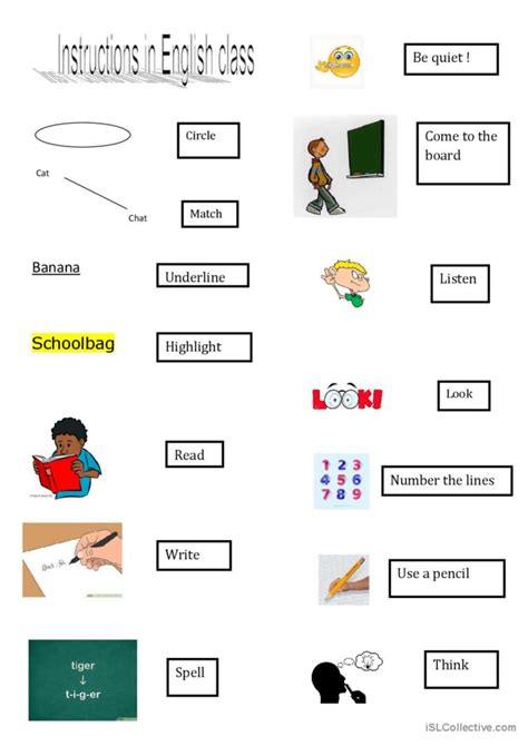 Instructions In English Class English Esl Worksheets Pdf And Doc