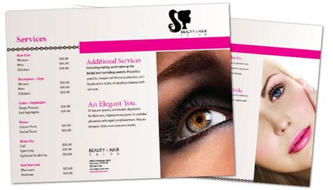 Tri Fold Brochure Template For Beauty Spa Hair Salon Order Custom Tri