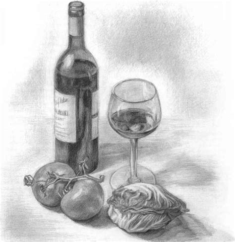 Wine Bottle And Glass Drawing At Explore