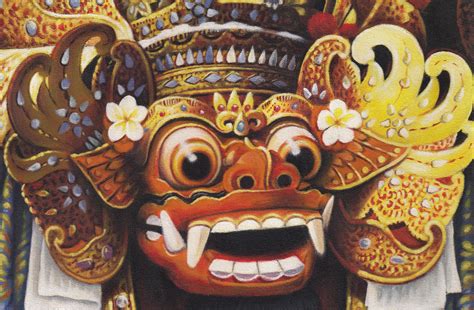 Hand Painting Balinese Bali Barong Great Details Ebay