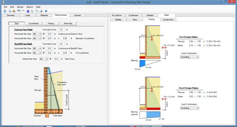Taking into account the response of bearing pressure. Counterfort Retaining Wall Design Example Using ASDIP RETAIN