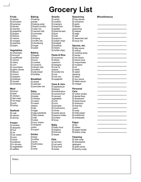 Grocery List Template - download free documents for PDF, Word and Excel