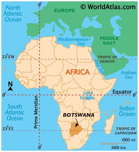 Botswana Latitude Longitude Absolute And Relative Locations World Atlas