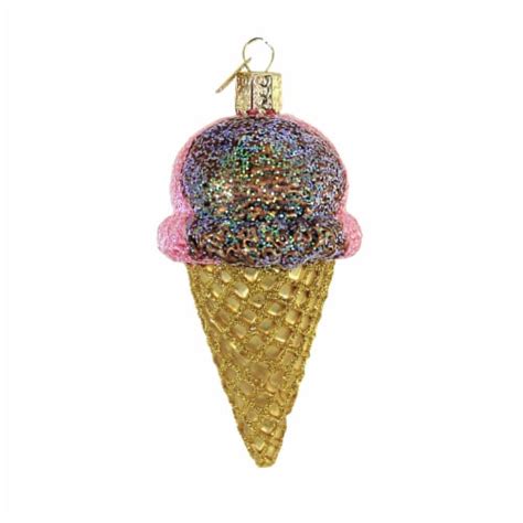 Old World Christmas Neapolitan Ice Cream Cone Glass Ornament Sugar Cone