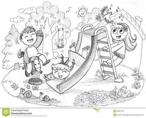Kids Playing Outside Clipart Black And White Furniture Walpaper