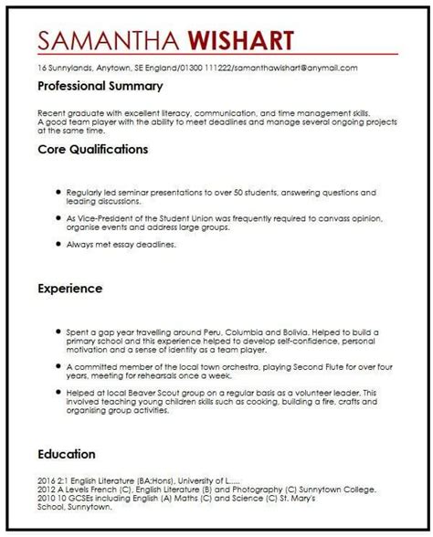 Cv example with no job experience myperfectcv. Great Student Cv Template No Experience Pictures cv sample ...