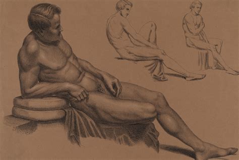 Augustus Köllner Reclining male nude mid 19th century PAFA