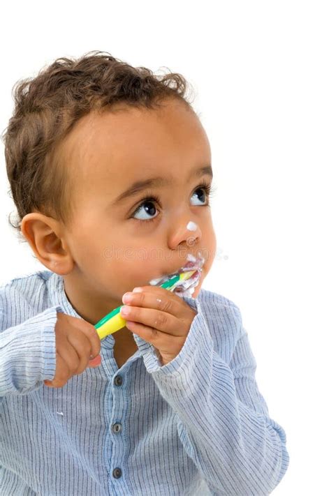 African Child Brushing Teeth Stock Image Image Of Toothbrush Cute
