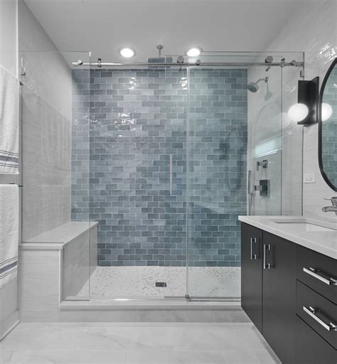 Blue Accent Bathroom In Bucktown 123 Remodeling