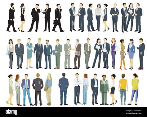 Diverse Business People Stand Together Isolated Illustration Stock