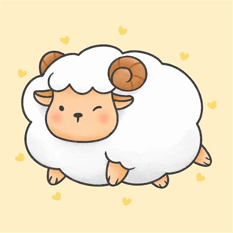 Premium Vector Cute Sheep Cartoon Hand Drawn Style