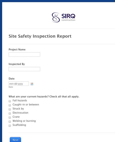 Safety Inspection Report Summary Site Inspection Report Free Template