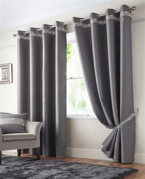 Palace Diamante Silver Thermal Blackout Eyelet Curtains From Net