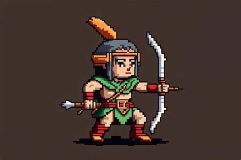 Premium Ai Image Pixel Art Archer Character For Rpg Game Character In