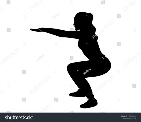 Woman Squat Silhouette Afbeeldingen Stockfoto‘s En Vectoren