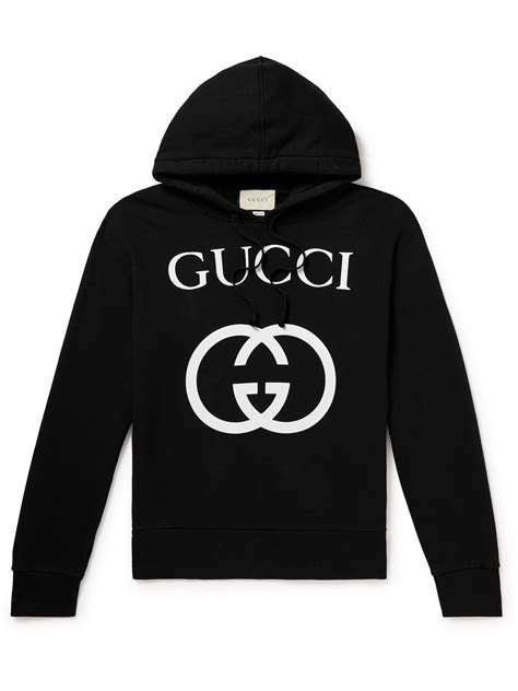 Gucci Logo Print Loopback Cotton Jersey Hoodie Xl Black Editorialist