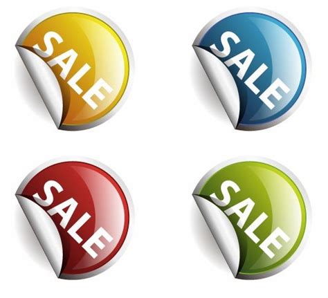 4 Colors Round Labels Or Stickers For Sale Free Vector Graphics All