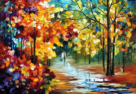 Colorful Forest Palette Knife Oil Painting On Canvas By Leonid