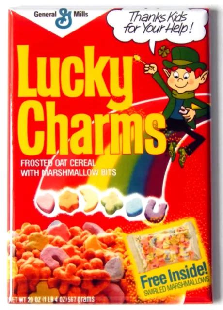 LUCKY CHARMS WITH Swirled Marshmallows FRIDGE MAGNET Cereal Box 7 49
