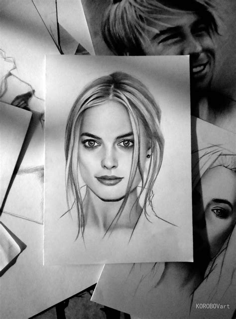 Dopamine Girl A Color Pencil Draw Of Margot Robbie Naked Touching My