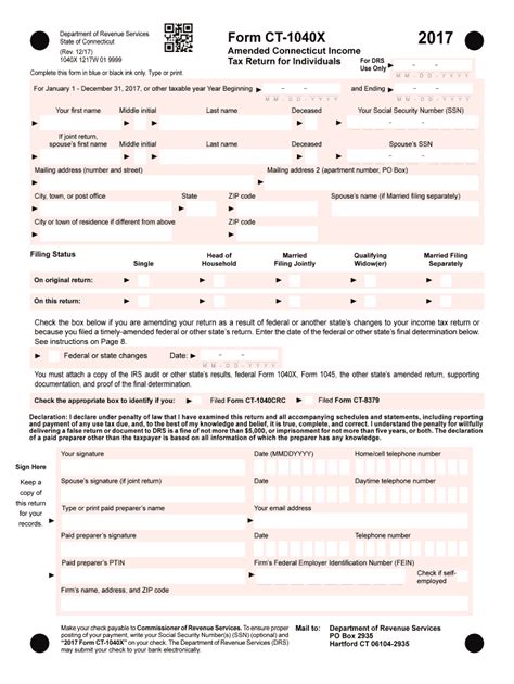 Ct Drs Ct 1040x 2017 Fill Out Tax Template Online Us Legal Forms