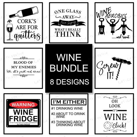 Wine Quote Svg Bundle Cut File For Cricut Silhouette Digital