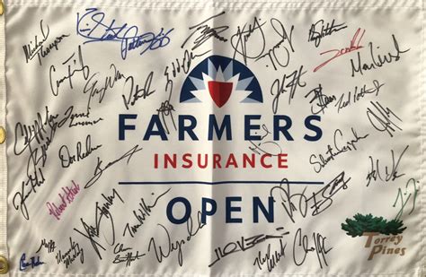 2020 Farmers Insurance Open autographed golf pin flag ...