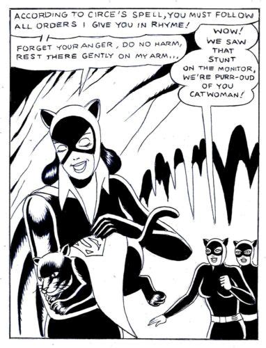 Silver Age Catwoman Original Comic Art Black Ink Sketch On Card