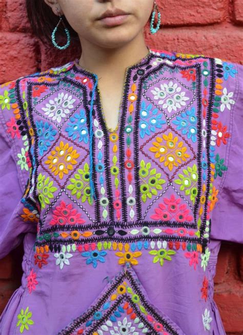 Tribal Balochi Afghani Dress Embroidery Afghanistan Baloch Purple With