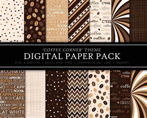 Digital Instant Download Png Coffee Time Seamless Pattern And