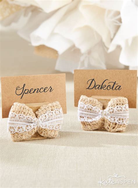Burlap Bow Place Card Holder Set Of 6 Place Card Holders Bridal