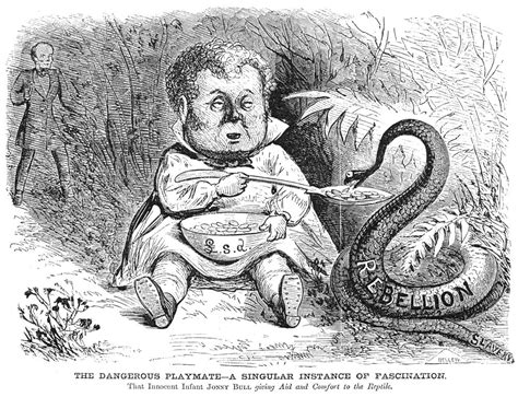 Civil War Cartoon 1861 Nengland Embodied By Infant John Bull Feeds