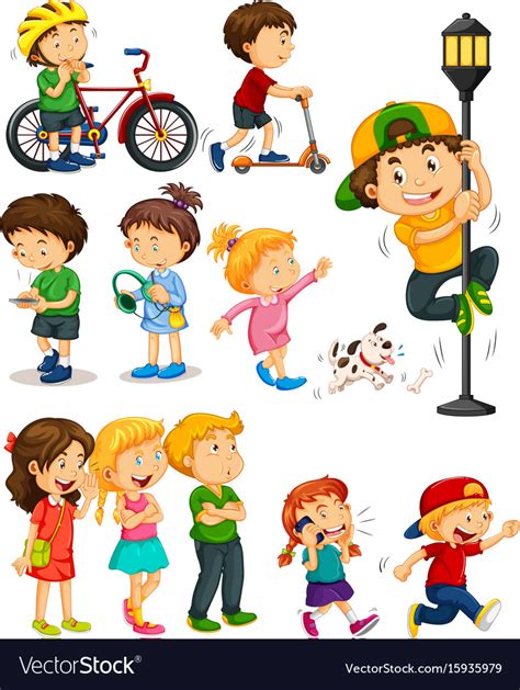 Kids Doing Different Activities Royalty Free Vector Image