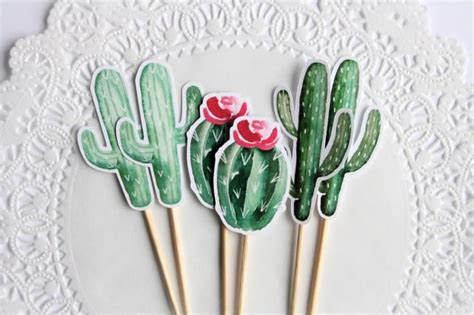 Cactus Cupcake Toppers Cactus Theme Fiesta Theme Mexican Party Baby