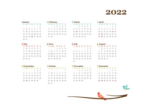 2022 Yearly Uk Calendar Design Template Free Printable Templates