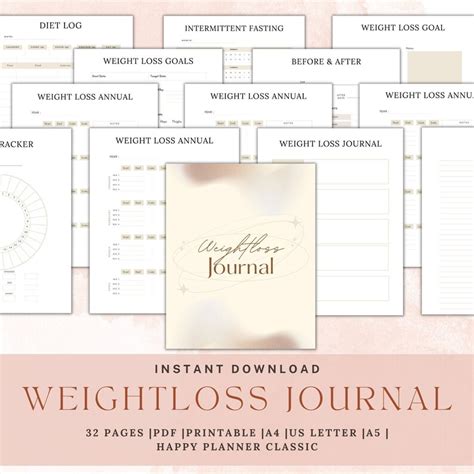 Weight Loss Journal Printable Bundle Pack Workout Fitness Journal Meal