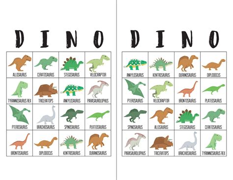 Free Printable Dinosaur Bingo Printable
