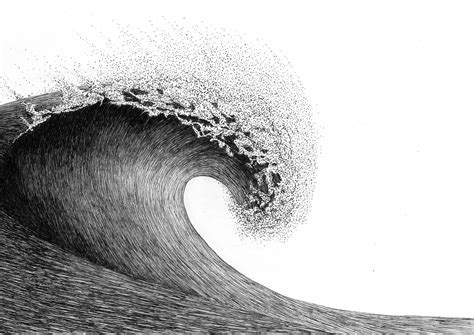Wave Ink Drawing A Art Print Etsy