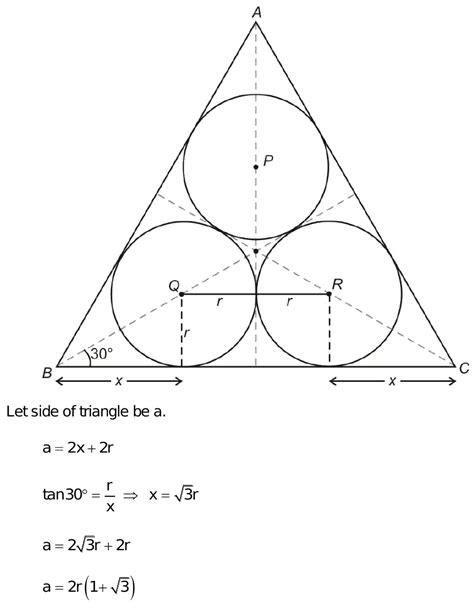 13 Three Circles Each Of Radius R Unit Are Drawn Inside An Equilateral Triangle Of Side A
