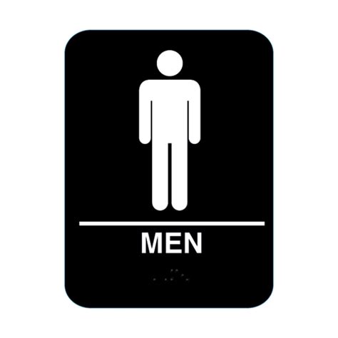 Men Restroom Sign With Braille Black Cr M68 Bl